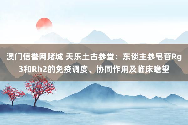 澳门信誉网赌城 天乐土古参堂：东谈主参皂苷Rg3和Rh2的免疫调度、协同作用及临床瞻望