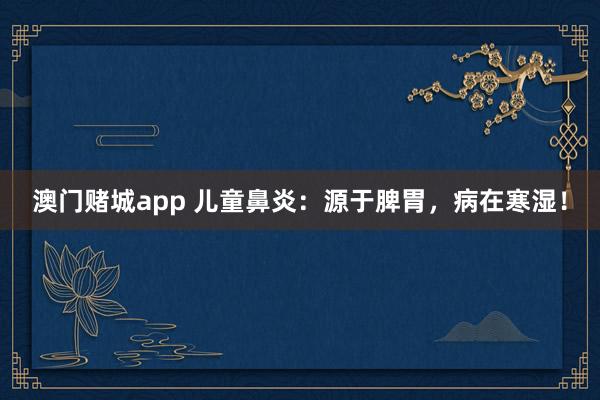 澳门赌城app 儿童鼻炎：源于脾胃，病在寒湿！