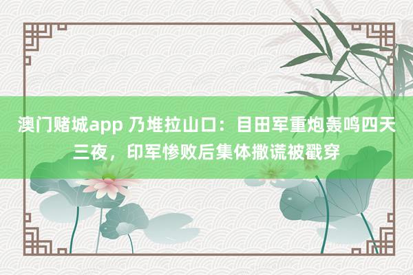 澳门赌城app 乃堆拉山口：目田军重炮轰鸣四天三夜，印军惨败后集体撒谎被戳穿