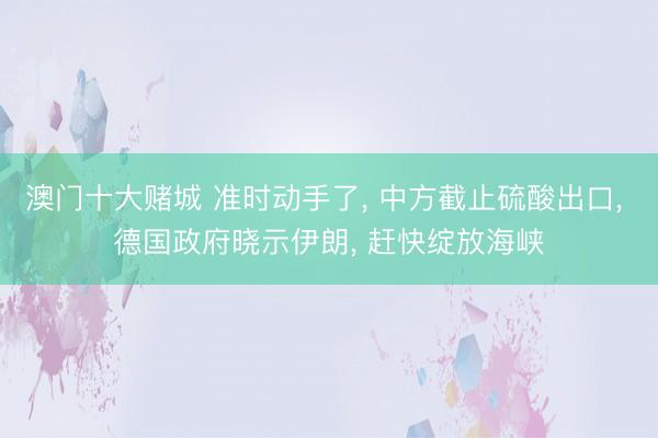 澳门十大赌城 准时动手了, 中方截止硫酸出口, 德国政府晓示伊朗, 赶快绽放海峡