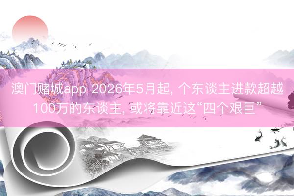 澳门赌城app 2026年5月起, 个东谈主进款超越100万的东谈主, 或将靠近这“四个艰巨”