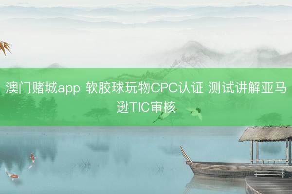 澳门赌城app 软胶球玩物CPC认证 测试讲解亚马逊TIC审核