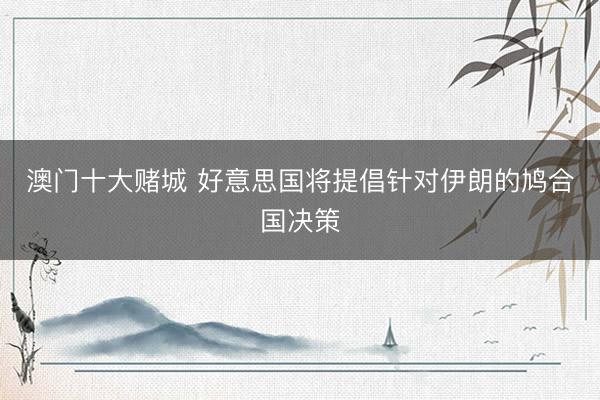 澳门十大赌城 好意思国将提倡针对伊朗的鸠合国决策