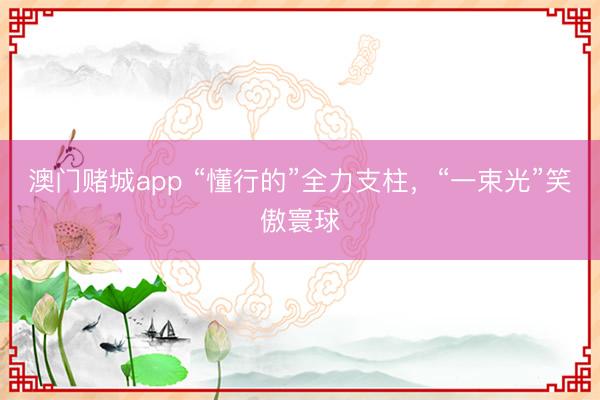 澳门赌城app “懂行的”全力支柱，“一束光”笑傲寰球